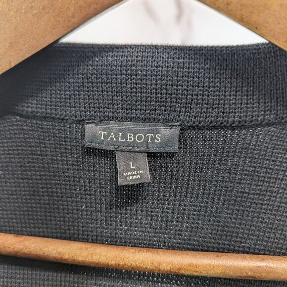 Talbots Sweater Blazer Womens Large 12 14 Black 1 Button Stretch Jacket Zip Knit - Picture 3 of 9